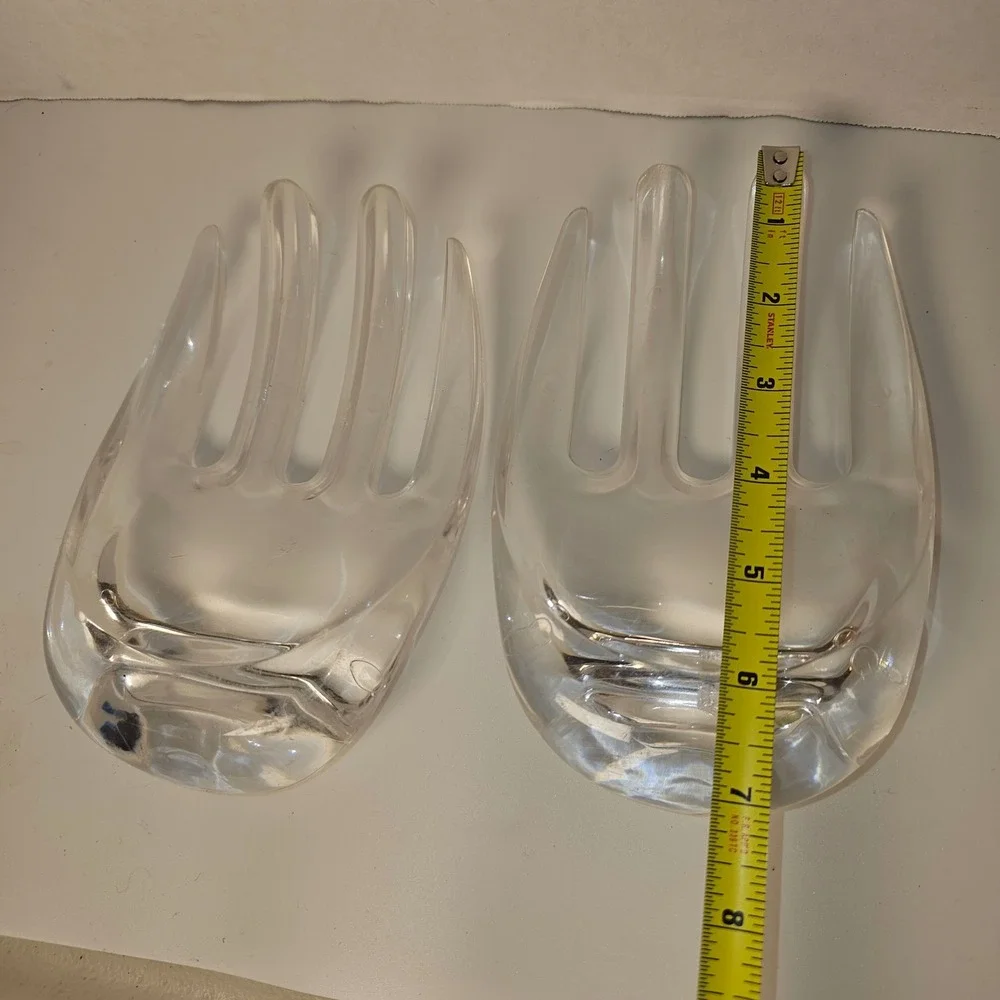 Vintage Clear Acrylic‎ Salad Hands Claw Servers Mid Century Modern Set of 2